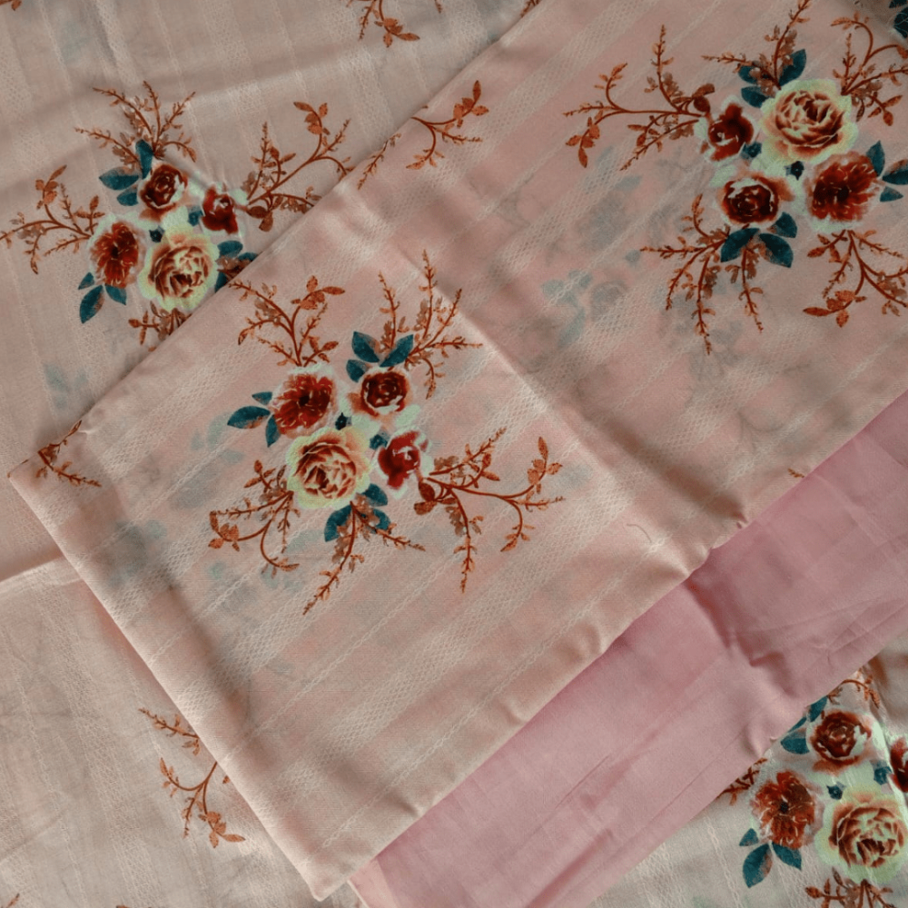 Pinkish Brown Unstitched Set - Luxurious Imported Fabric