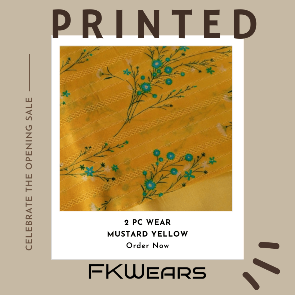 Mustard Yellow Unstitched Set - Premium Imported Fabric